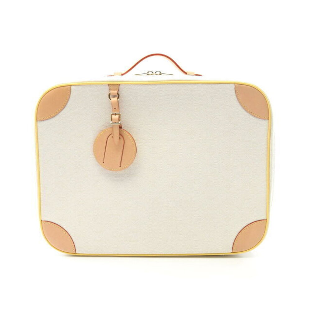 Louis Vuitton Baby Suitcase Handbag Leather Jacquard White Brown